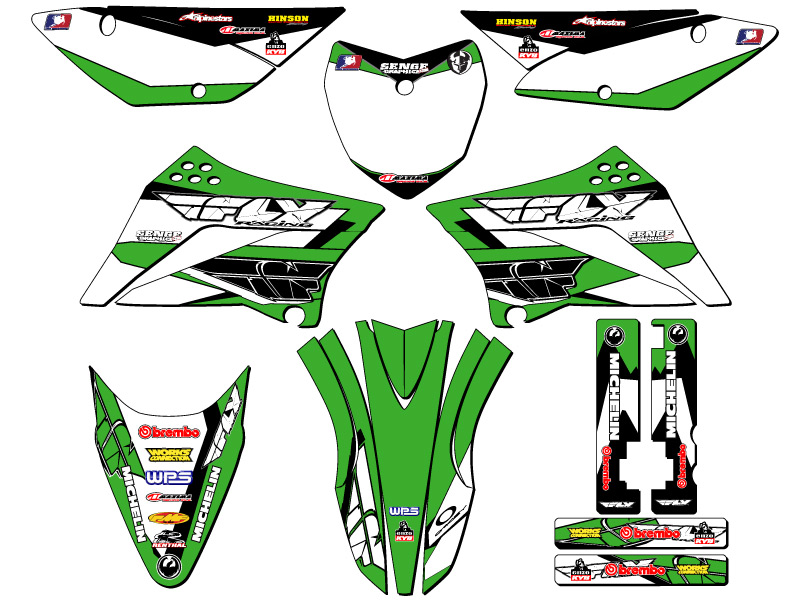 2010-2023 KLX 110 13 FLY Green Senge Graphics Kit Compatible with Kawasaki - Picture 5 of 10