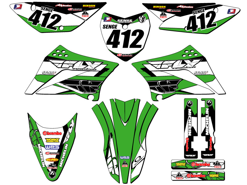 2010-2023 KLX 110 13 FLY Green Senge Graphics Kit Compatible with Kawasaki - Picture 8 of 10