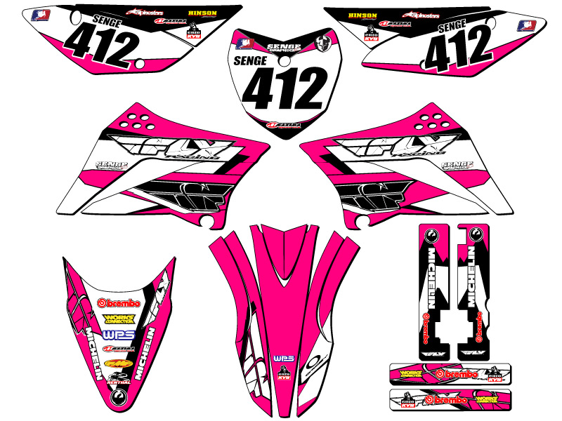 2010-2023 KLX 110 13 FLY Pink Senge Graphics Kit Compatible with Kawasaki - Bild 8 von 10