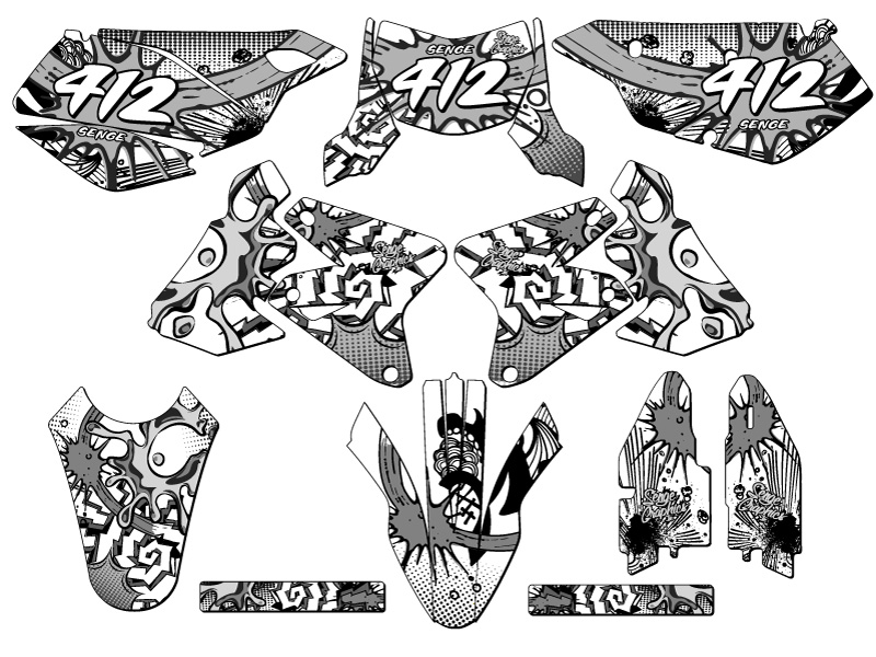 2005-2023 DRZ 400 SM ZANY White Senge Graphics Kit Compatible with Suzuki - Picture 8 of 10