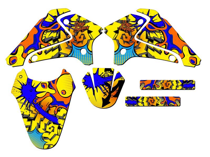 2001-2007 DRZ 125 ZANY Yellow Senge Graphics Kit Compatible with Suzuki - Picture 2 of 10