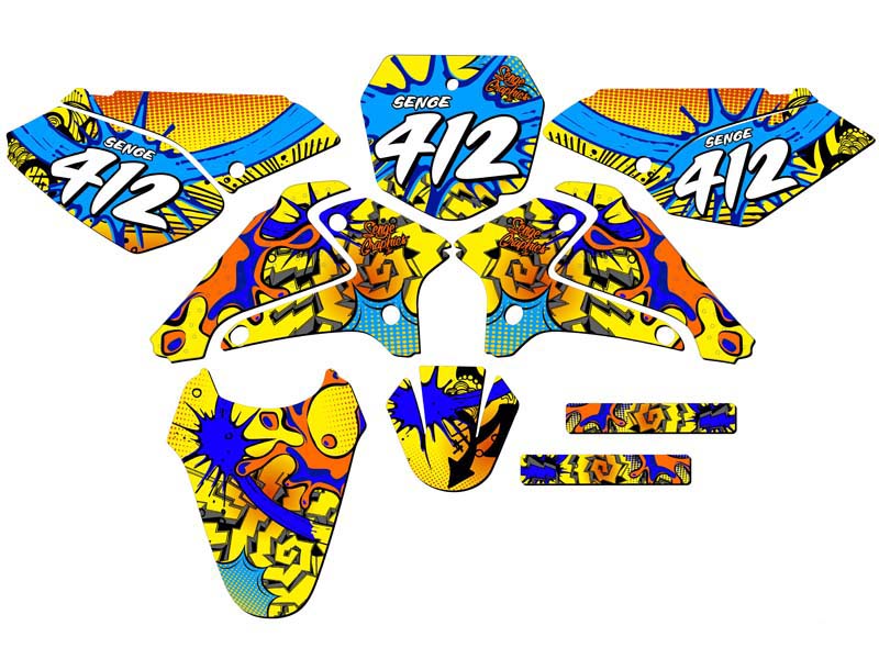 2001-2007 DRZ 125 ZANY Yellow Senge Graphics Kit Compatible with Suzuki - Picture 8 of 10