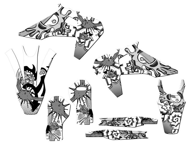 2019-2022 TX ZANY White Senge Graphics Kit Compatible with Husqvarna - Picture 2 of 10
