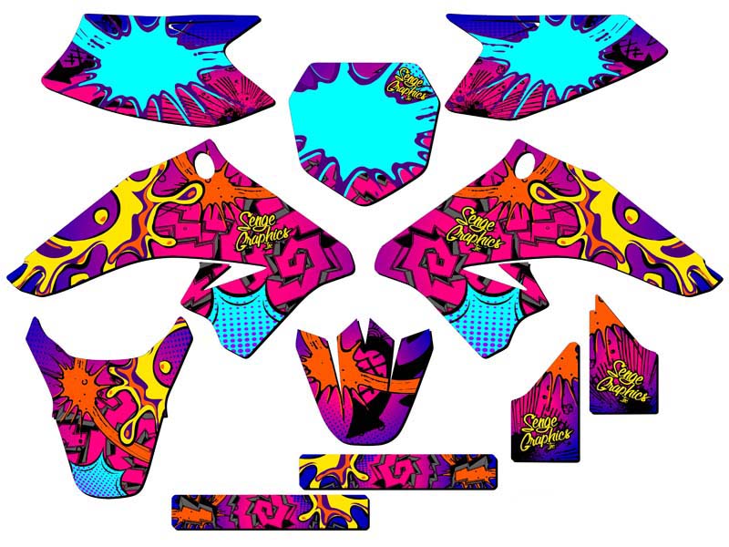 All Years DRZ 50|70 ZANY Pink Senge Graphics Kit Compatible with Suzuki - Foto 5 di 10