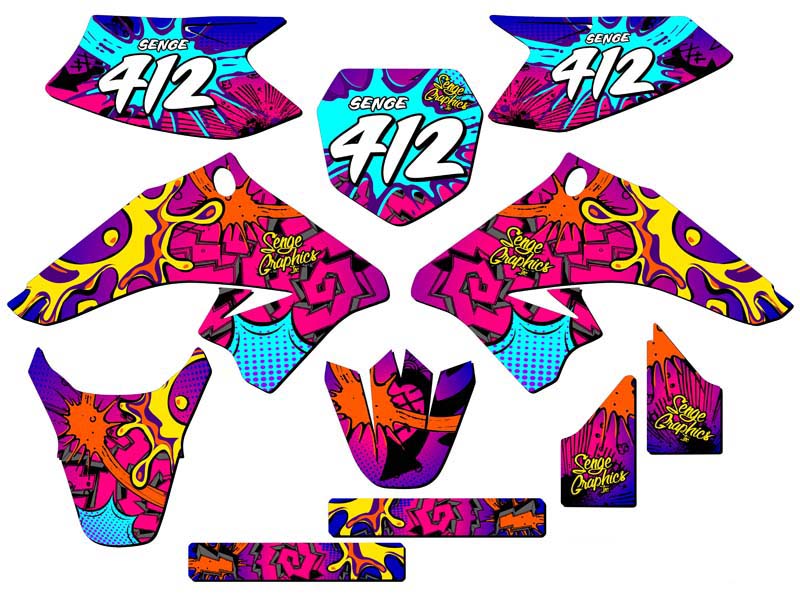 All Years DRZ 50|70 ZANY Pink Senge Graphics Kit Compatible with Suzuki - Foto 8 di 10