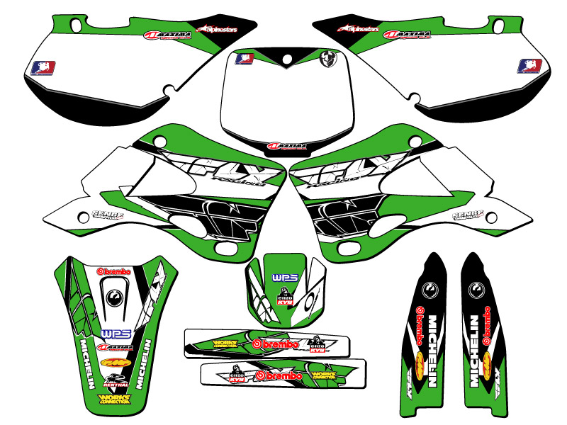 1999-2002 KX 250 13 FLY Green Senge kit de gráficos compatible con Kawasaki - Imagen 5 de 10