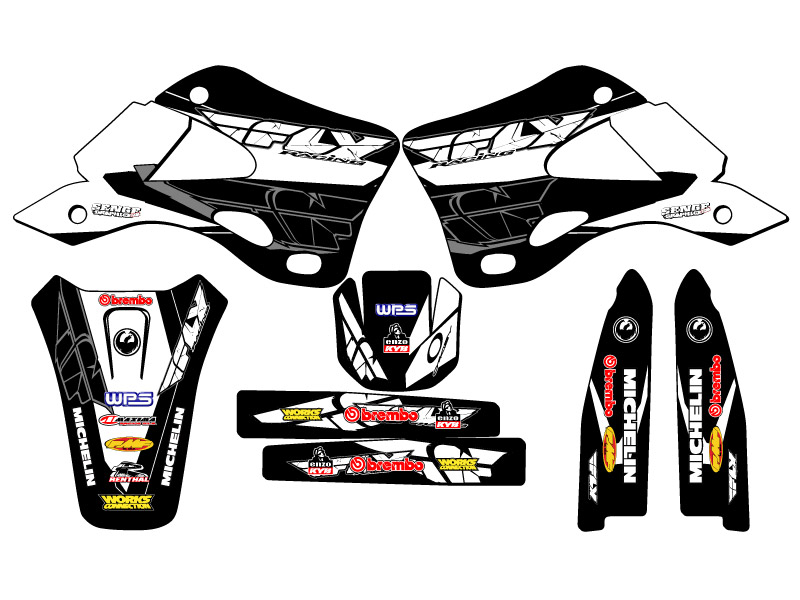 1999-2002 KX 250 13 FLY Black Senge kit de gráficos compatible con Kawasaki - Imagen 2 de 10