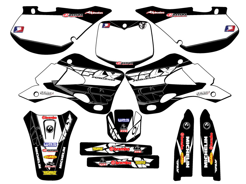 1999-2002 KX 250 13 FLY Black Senge kit de gráficos compatible con Kawasaki - Imagen 5 de 10