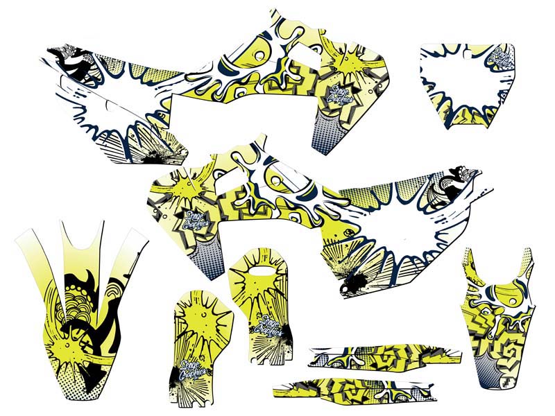 2019-2022 FX ZANY Yellow Senge Graphics Kit Compatible with Husqvarna - Picture 5 of 10