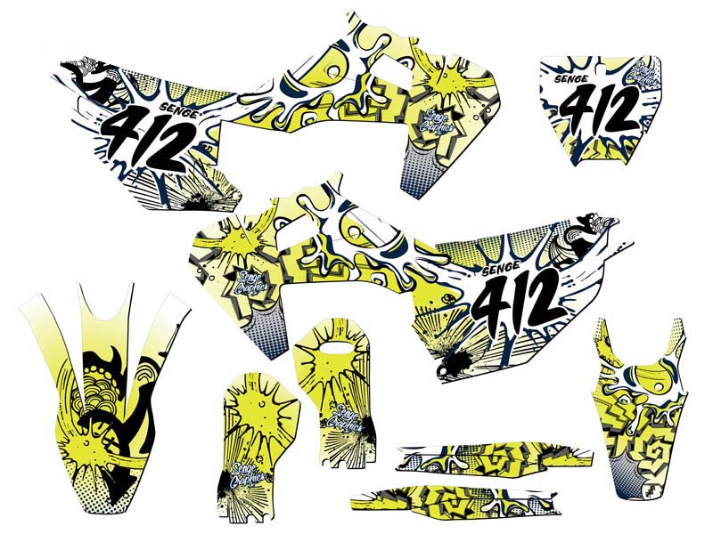2019-2022 FX ZANY Yellow Senge Graphics Kit Compatible with Husqvarna - Picture 8 of 10