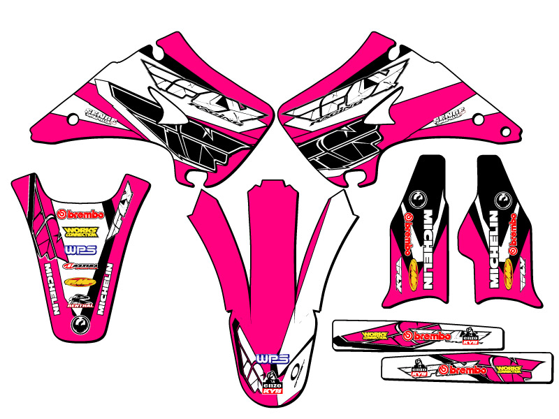 2003-2008 KX 250 13 FLY Pink Senge Graphics Kit Compatible with Kawasaki - Picture 2 of 10