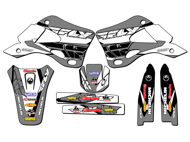 1999-2002 KX 125 13 FLY gris Senge kit de gráficos compatible con Kawasaki - Imagen 2 de 10