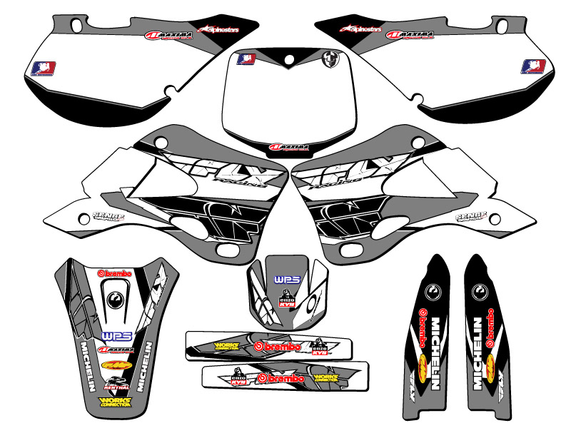 1999-2002 KX 125 13 FLY gris Senge kit de gráficos compatible con Kawasaki - Imagen 5 de 10