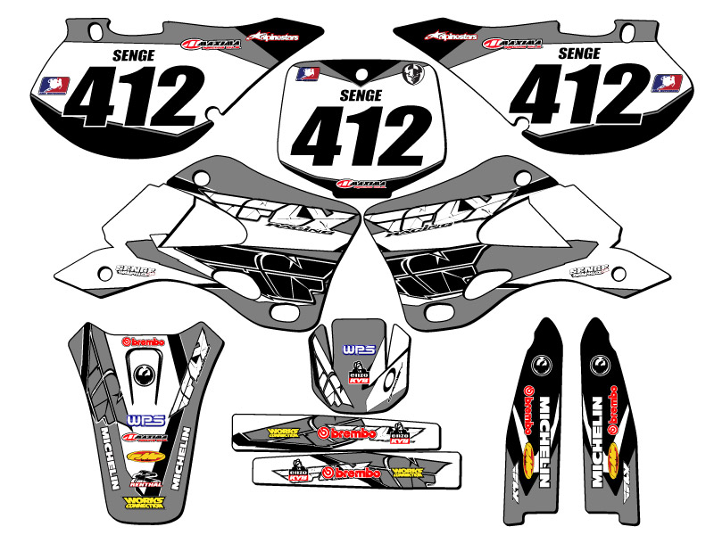 1999-2002 KX 125 13 FLY gris Senge kit de gráficos compatible con Kawasaki - Imagen 8 de 10