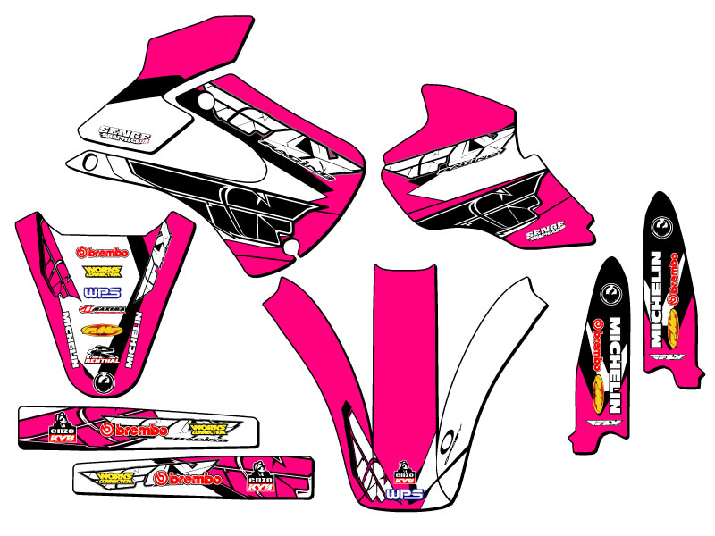 1998-2000 KX 100 13 FLY Pink Senge Graphics Kit Compatible with