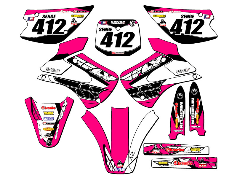 Kit de gráficos KX 100 13 FLY 2001-2013 rosa Senge compatible con Kawasaki - Imagen 8 de 10
