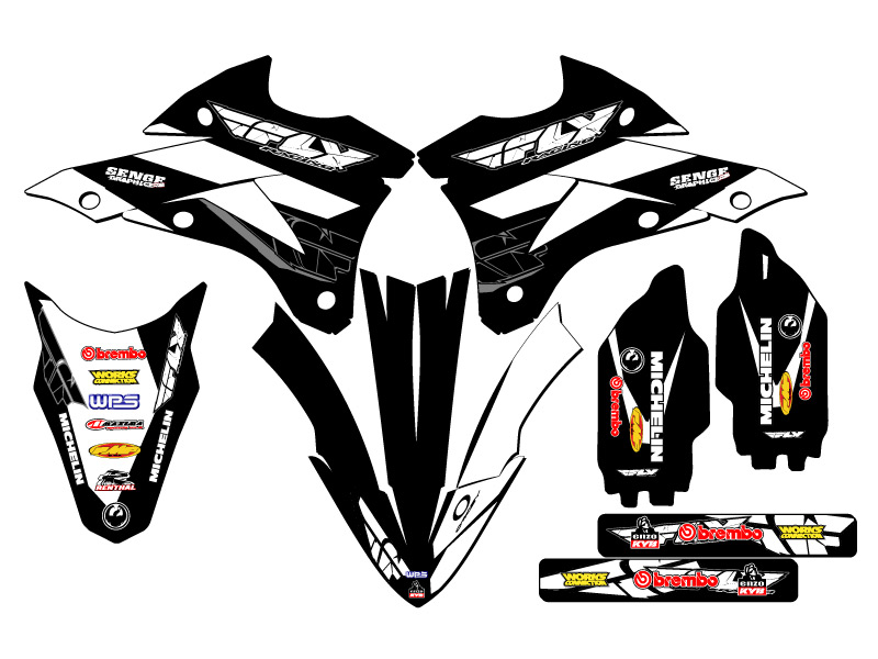 2014-2021 KX 100 13 FLY Black Senge Graphics Kit compatible con Kawasaki - Imagen 2 de 10