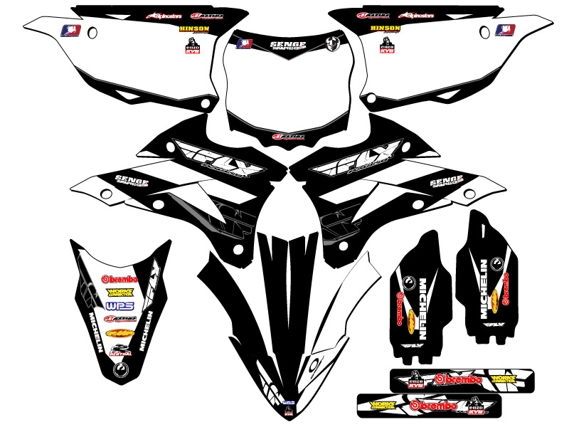 2014-2021 KX 100 13 FLY Black Senge Graphics Kit compatible con Kawasaki - Imagen 5 de 10