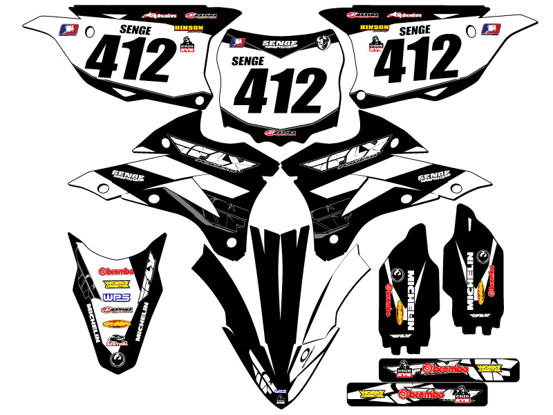 2014-2021 KX 100 13 FLY Black Senge Graphics Kit compatible con Kawasaki - Imagen 8 de 10