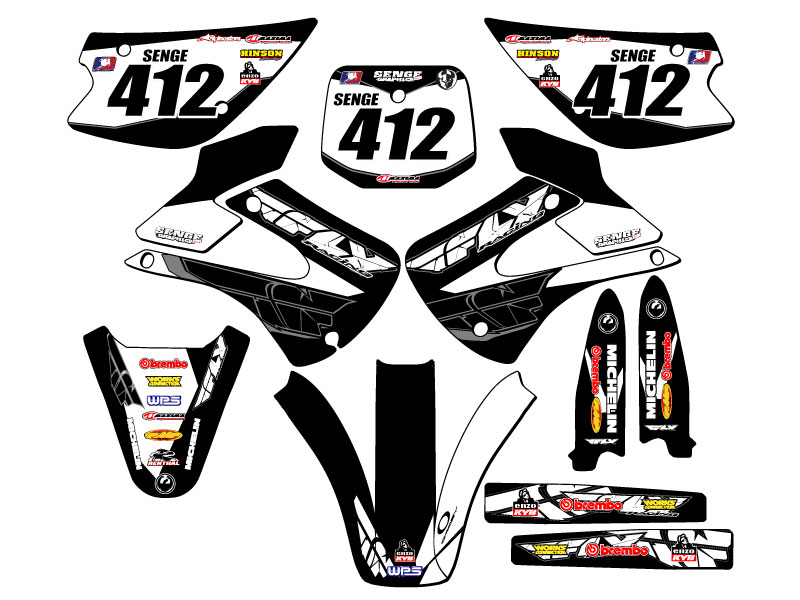 2001-2013 w/ UFO FENDERS KX 100 13 FLY Black Senge Graphics Kit Compatible with - Foto 8 di 10