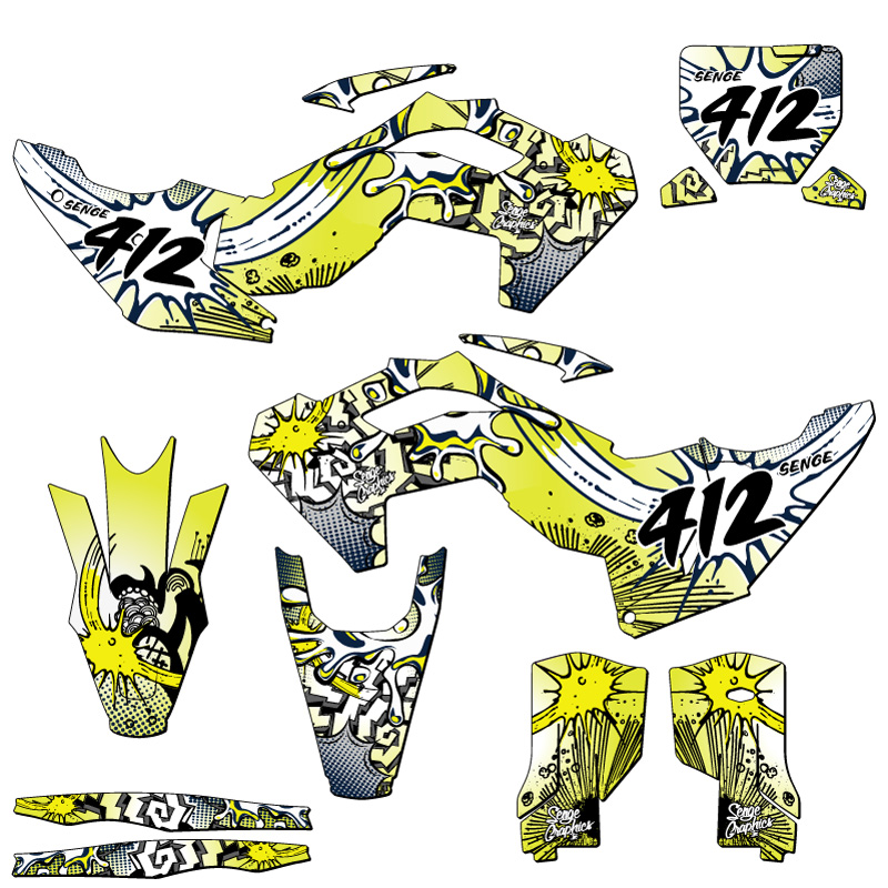 2023-2025 TC ZANY Yellow Senge Graphics Kit Compatible with Husqvarna - Picture 8 of 10
