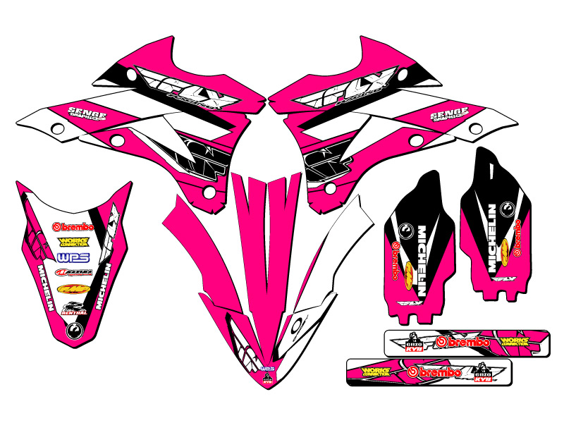 2014-2021 KX 85 13 FLY Pink Senge Graphics Kit compatible con Kawasaki - Imagen 2 de 10