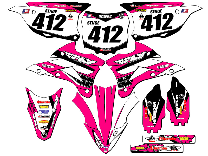 2014-2021 KX 85 13 FLY Pink Senge Graphics Kit compatible con Kawasaki - Imagen 8 de 10