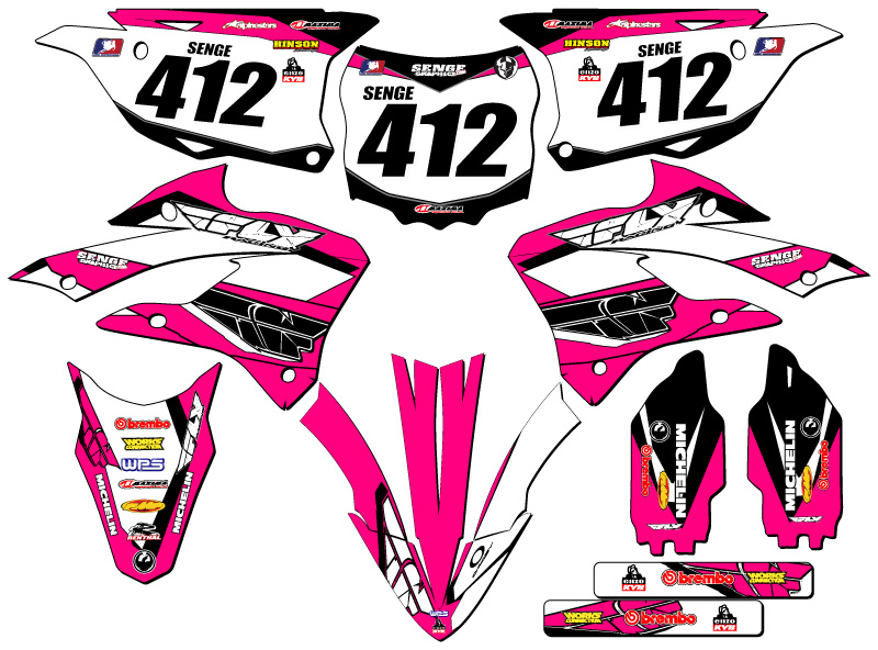 Kit de gráficos Senge rosa 2022-2023 KX 85 13 FLY compatible con Kawasaki - Imagen 8 de 10