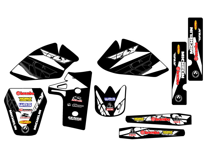 1985-2004 KX 60 13 FLY Black Senge Graphics Kit Compatible with Kawasaki - Picture 2 of 10
