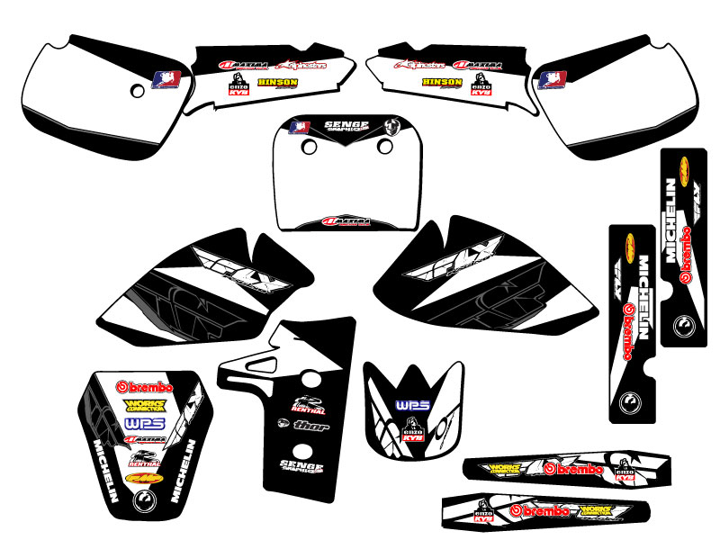 1985-2004 KX 60 13 FLY Black Senge Graphics Kit Compatible with Kawasaki - Picture 5 of 10