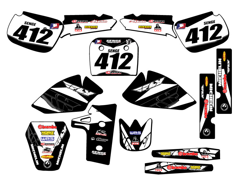 1985-2004 KX 60 13 FLY Black Senge Graphics Kit Compatible with Kawasaki - Picture 8 of 10