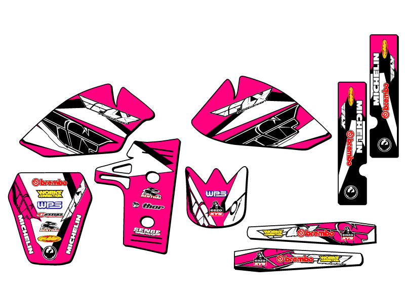 1985-2004 KX 60 13 FLY Pink Senge Graphics Kit Compatible with Kawasaki - Picture 2 of 10