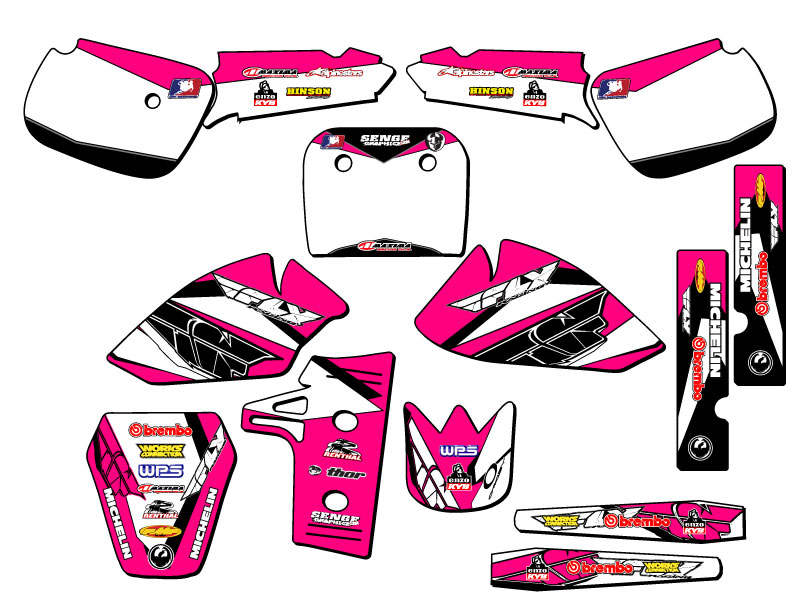 1985-2004 KX 60 13 FLY Pink Senge Graphics Kit Compatible with Kawasaki - Picture 5 of 10
