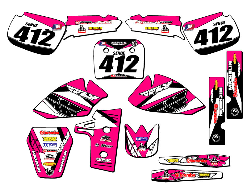 1985-2004 KX 60 13 FLY Pink Senge Graphics Kit Compatible with Kawasaki - Picture 8 of 10