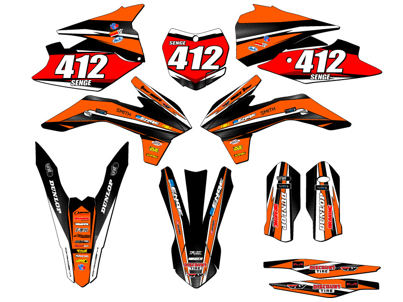 Kit de gráficos SXF VIGOR 2015 Orange Senge compatible con KTM - Imagen 8 de 10