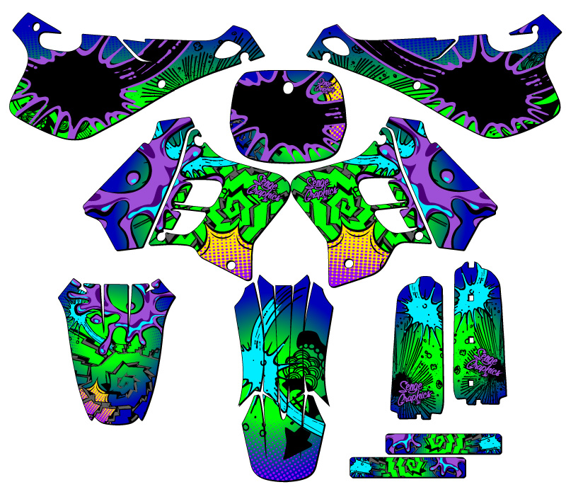 1993-1995 YZ 250 2-STROKE ZANY Blue Senge Graphics Kit Compatible with Yamaha - Picture 5 of 10