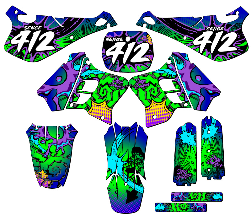 1993-1995 YZ 250 2-STROKE ZANY Blue Senge Graphics Kit Compatible with Yamaha - Picture 8 of 10