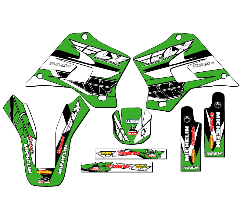 1995-2008 KDX 220 13 FLY Green Senge Graphics Kit Compatible with Kawasaki - Picture 2 of 10