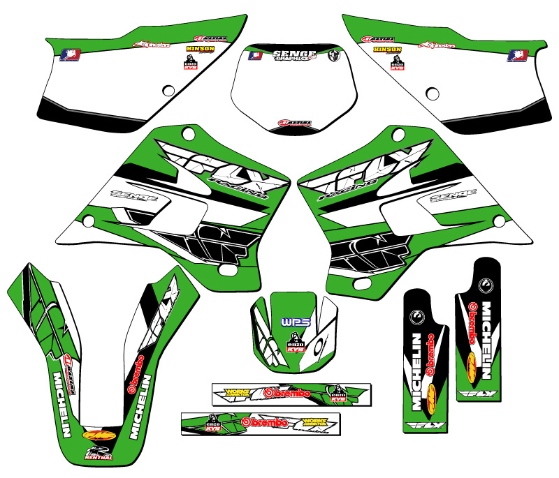 1995-2008 KDX 220 13 FLY Green Senge Graphics Kit Compatible with Kawasaki - Picture 5 of 10