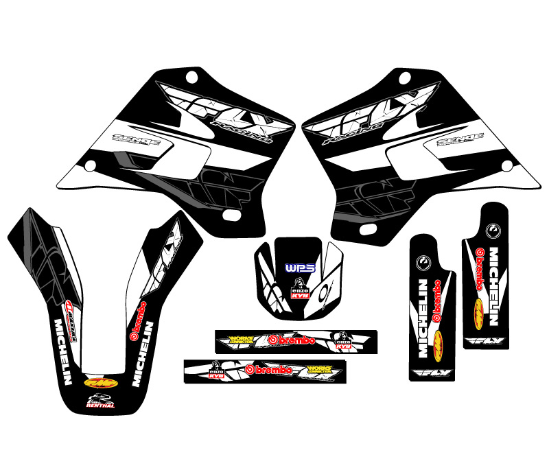 1995-2008 KDX 200 13 FLY Black Senge Graphics Kit Compatible with Kawasaki - Picture 2 of 10