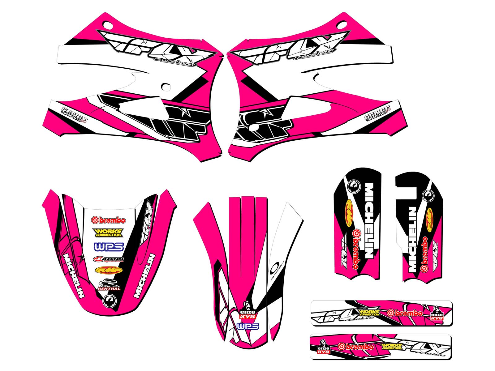 Kit de Gráficos 10-20 KING / FWE CX 50 13 FLY Rosa Senge Compatible con Cobra - Imagen 2 de 10