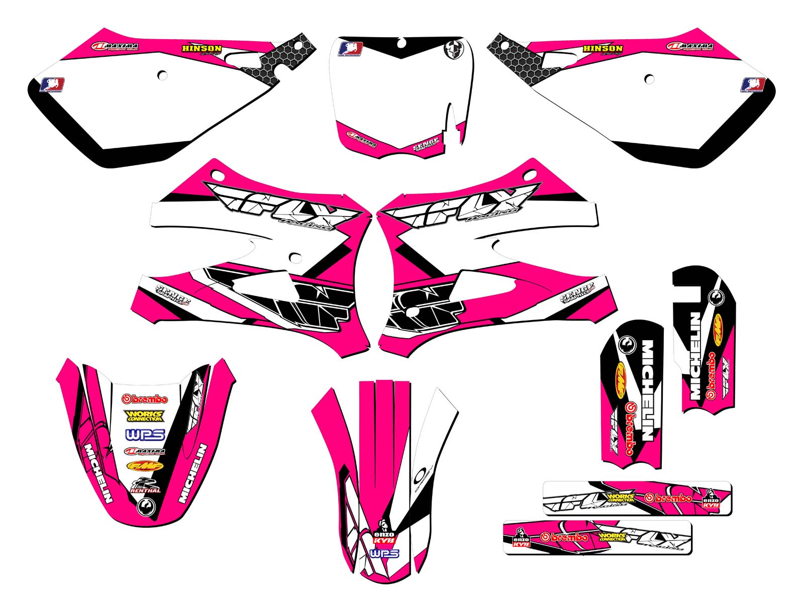 Kit de Gráficos 10-20 KING / FWE CX 50 13 FLY Rosa Senge Compatible con Cobra - Imagen 5 de 10