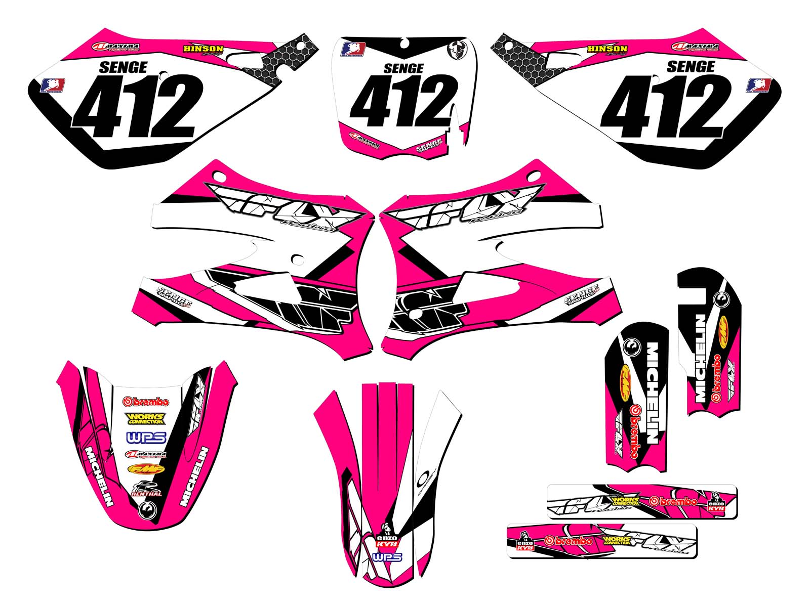 Kit de Gráficos 10-20 KING / FWE CX 50 13 FLY Rosa Senge Compatible con Cobra - Imagen 8 de 10
