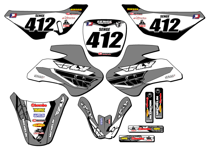 All Years KDX 50 13 FLY Grey Senge Graphics Kit Compatible with Kawasaki - Picture 8 of 10