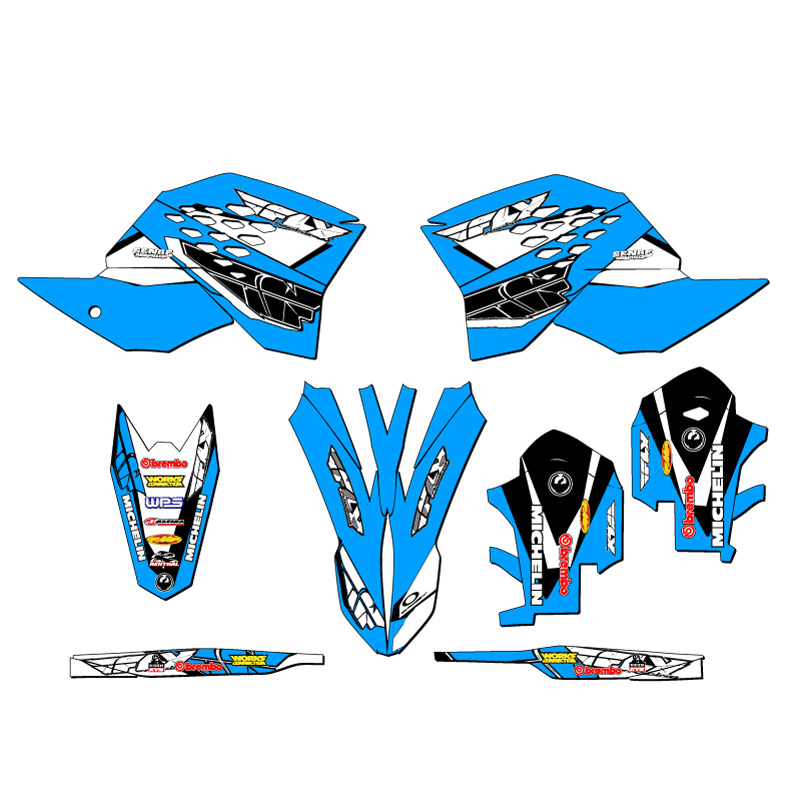 2007-2010 SXF 13 FLY Sky Blue Senge Graphics Kit Compatible with KTM - Picture 2 of 10