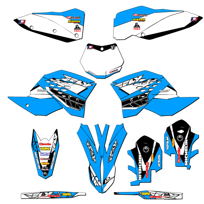 2007-2010 SXF 13 FLY Sky Blue Senge Graphics Kit Compatible with KTM - Picture 5 of 10