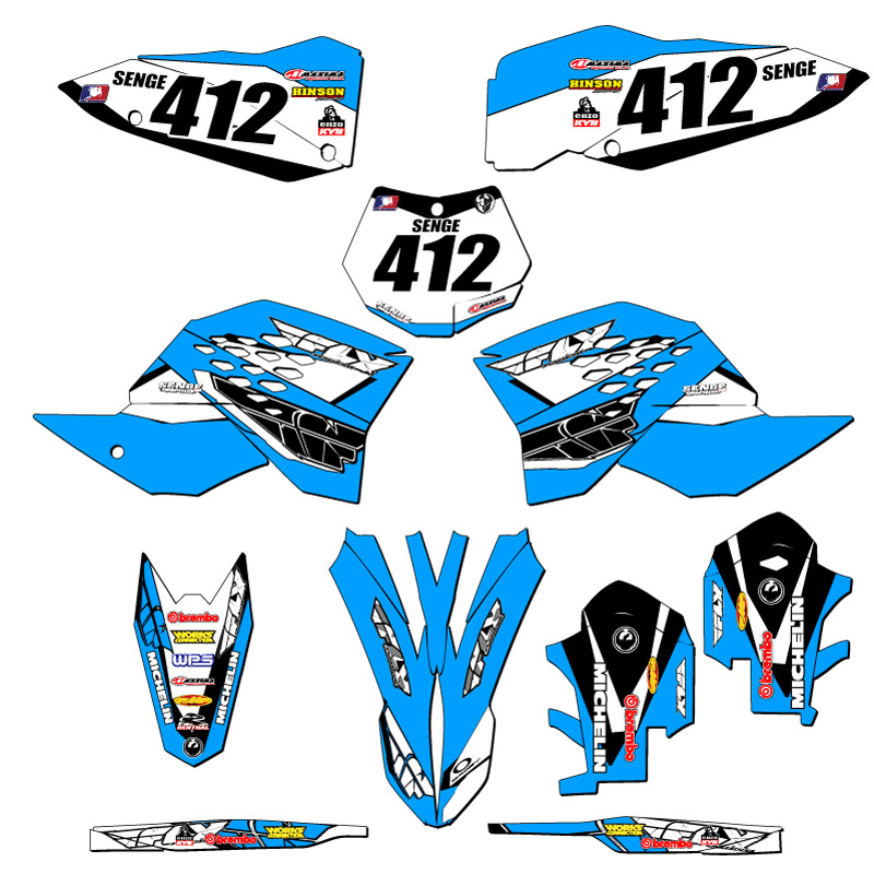 2007-2010 SXF 13 FLY Sky Blue Senge Graphics Kit Compatible with KTM - Picture 8 of 10