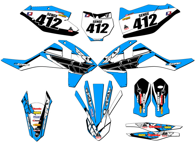 2016-2018 SXF 13 FLY Sky Blue Senge Graphics Kit Compatible with KTM - Picture 8 of 10