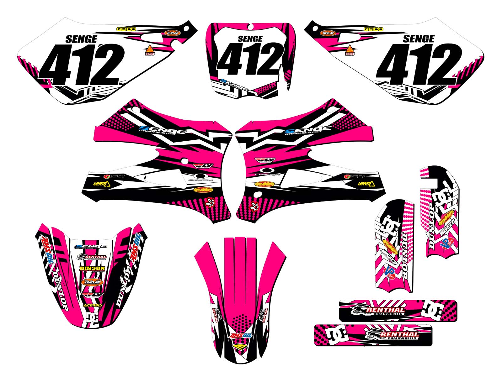 Kit de Gráficos 10-20 KING/FWE CX 50 MAYHEM Rosa Senge Compatible con Cobra - Imagen 8 de 10