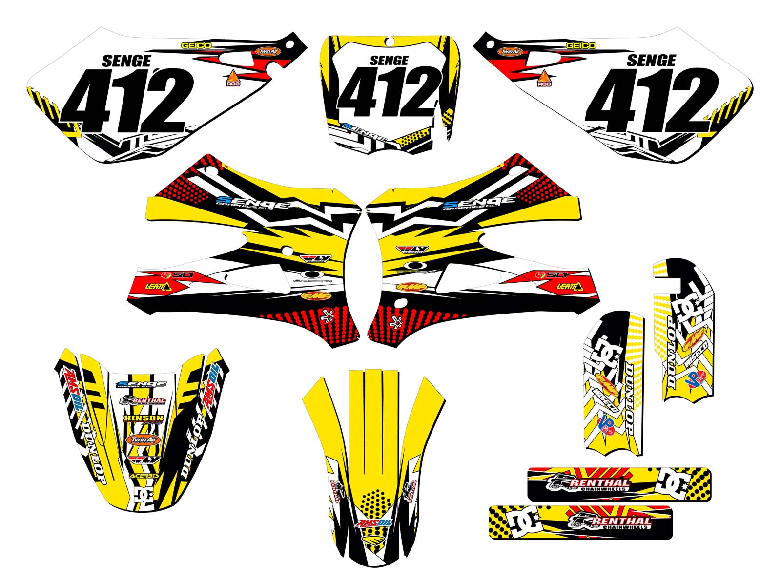 Kit de Gráficos 10-20 KING/FWE CX 50 MAYHEM Amarillo Senge Compatible con Cobra - Imagen 8 de 10